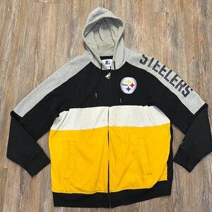 PIttsburgh Steelers Zip Up Hoodie - Men Size XXL - Starter -Heavyweight